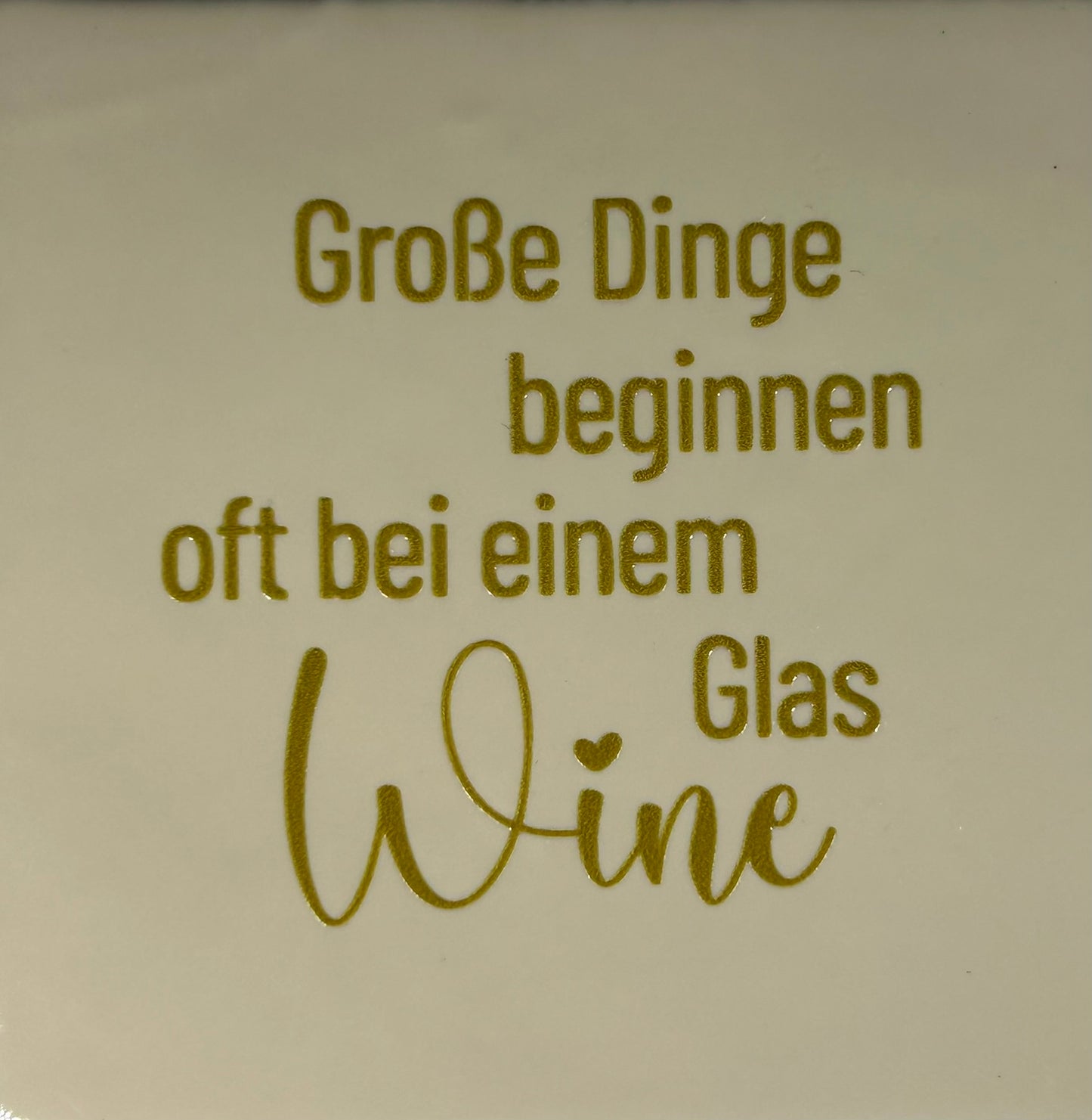 Quote tegeltje 'grosse dinge beginnen..' creme/goud