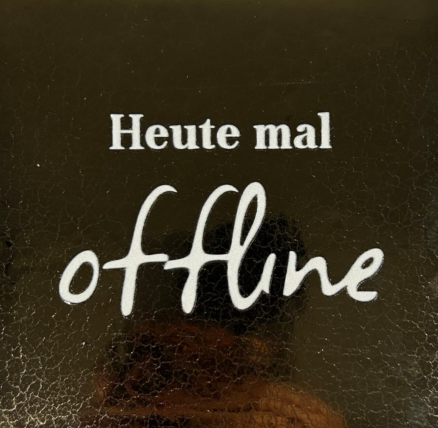 Quote tegeltje 'heute mal offline' goud/creme