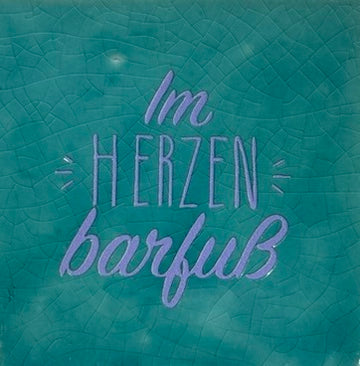 Quote tegeltje 'im herzen…' groen/lila
