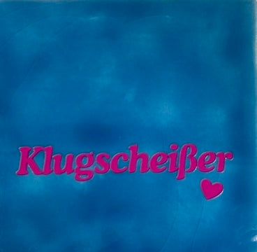 Quote tegeltje 'klugscheisser' lichtblauw/roze