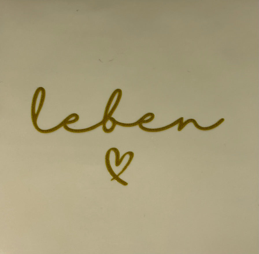Quote tegeltje 'leben' (small) creme/goud