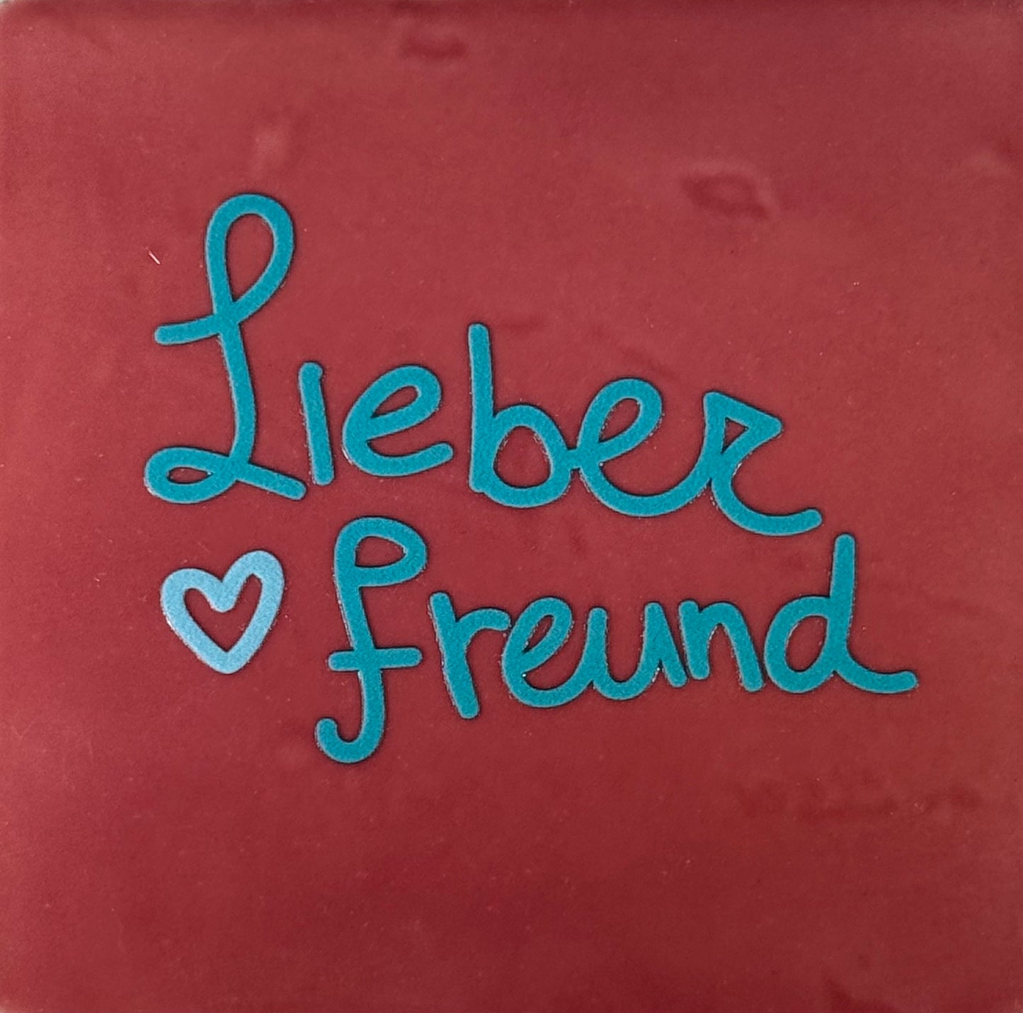 Quote tegeltje 'lieber freund' roze/turquoise(warmblauw)