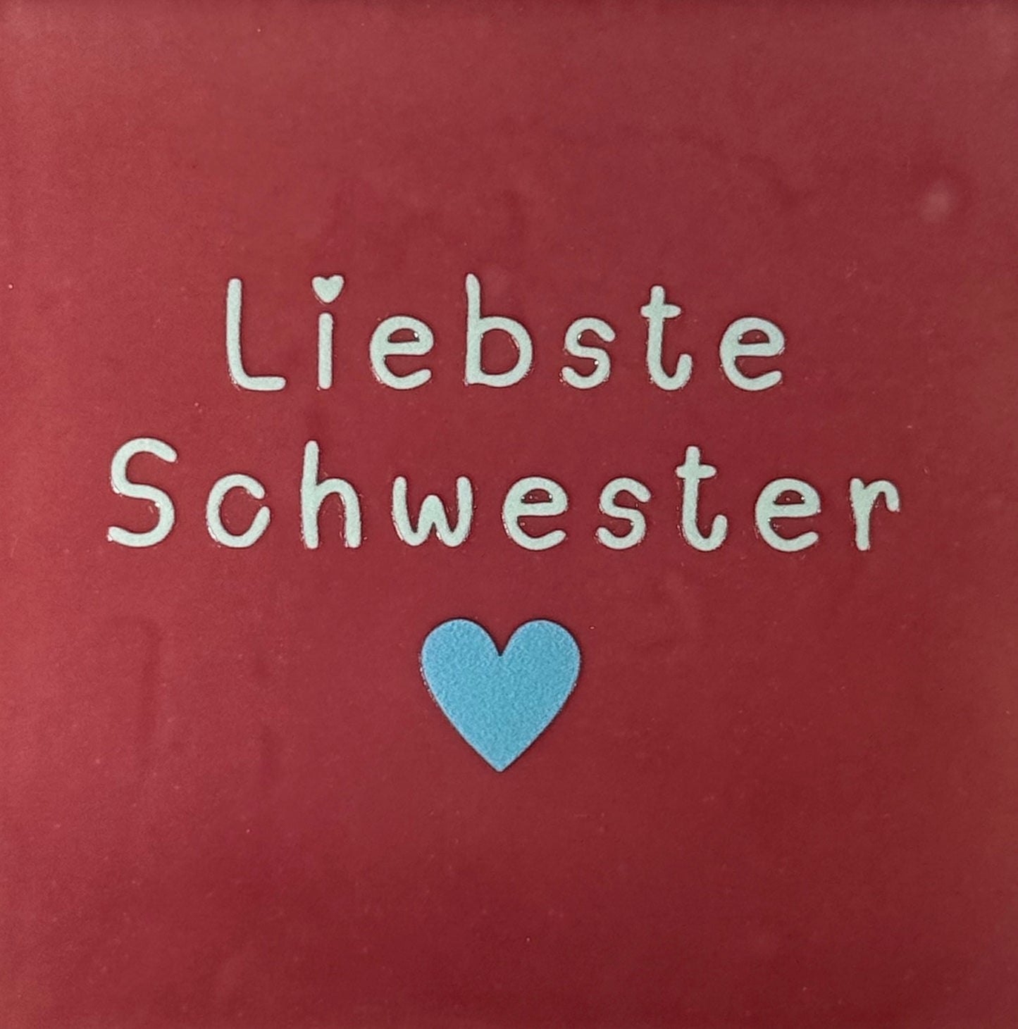 Quote tegeltje 'liebste schwester' roze/lichtgroen(warmblauw)