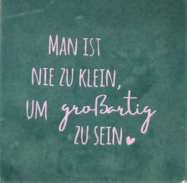 Quote tegeltje 'man ist nie zu klein..' zeegroen/babyroze