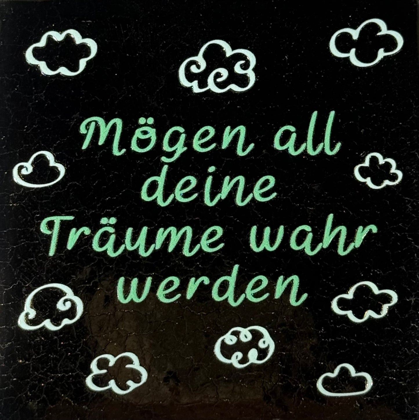 Quote tegeltje 'mögen all deine träume wahr werden' goud/mint(lichtgroen)