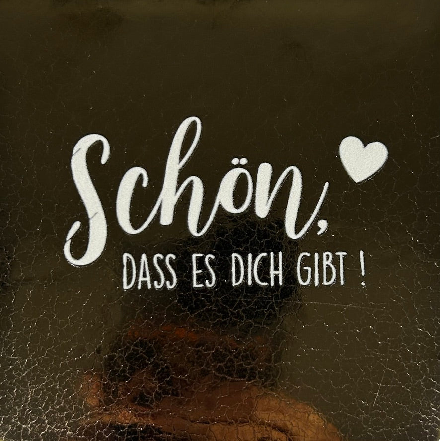 Quote tegeltje 'schon dass es dich gibt' goud/creme