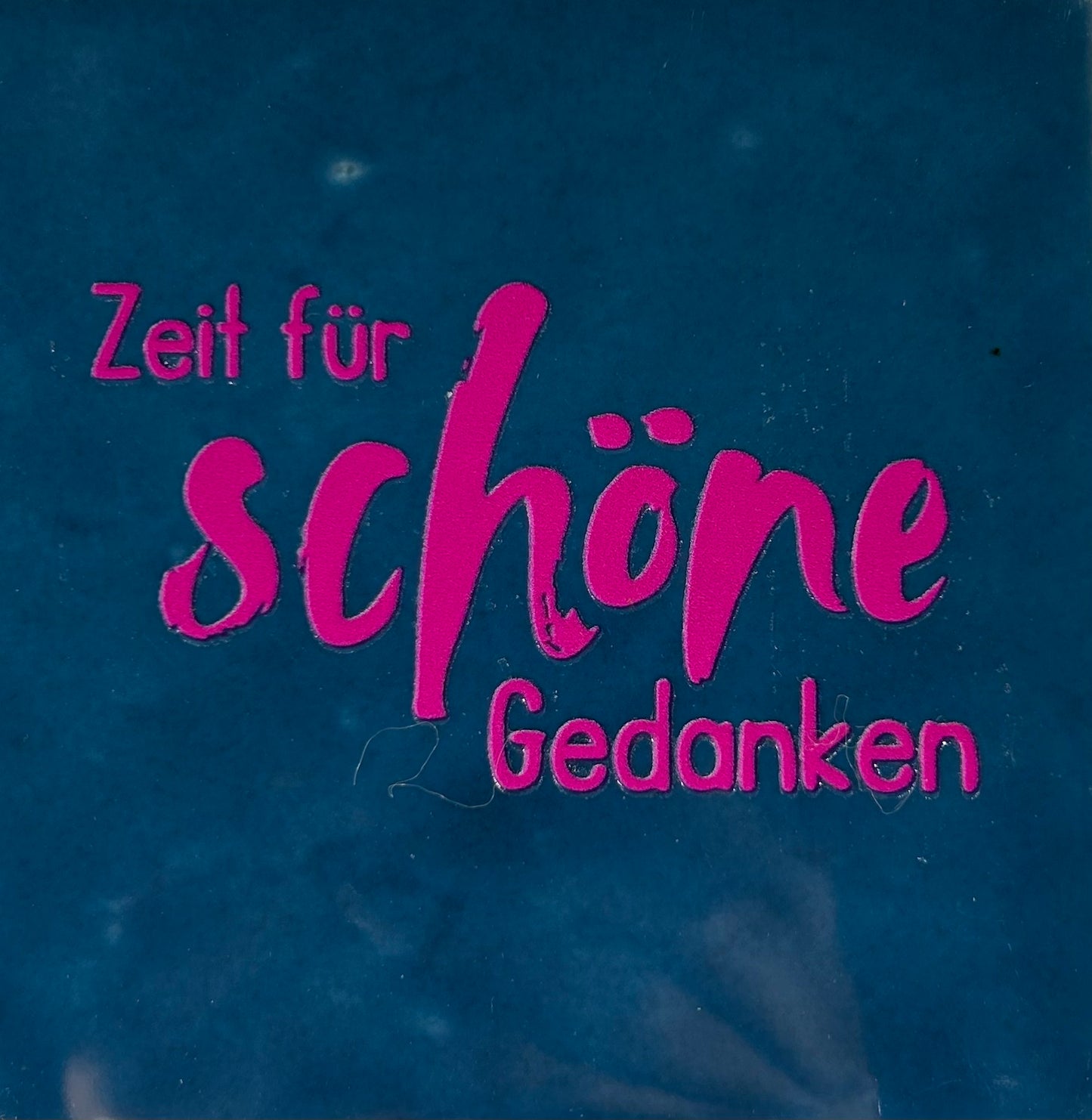 Quote tegeltje 'zeit fur schone gedanken' donkerblauw/roze