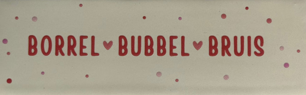 Quote tegeltje DO 'borrel bubbel bruis' creme/combi 6