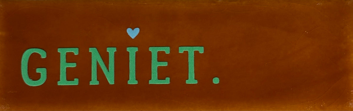 Quote tegeltje DO 'geniet' terra/appelgroen(knalgroen)