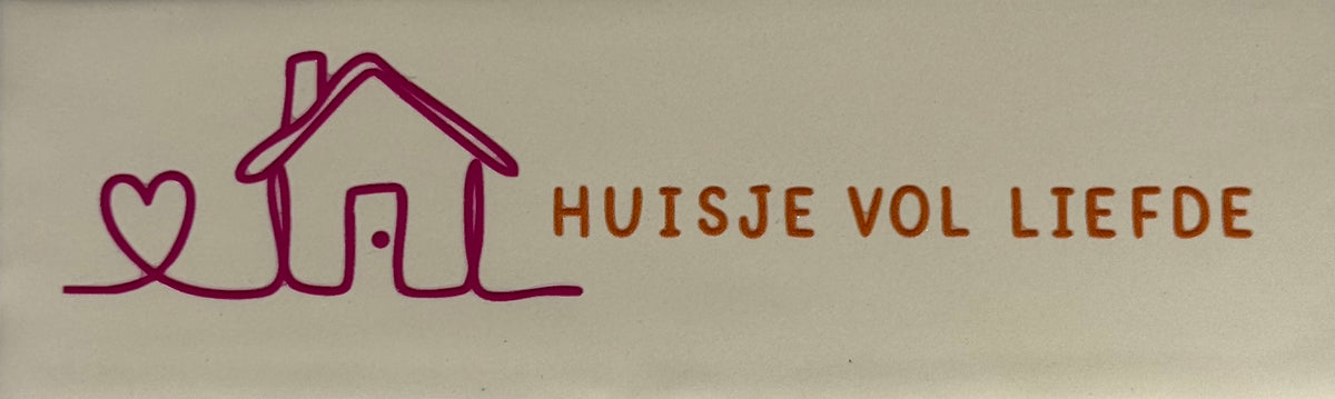 Quote tegeltje DO 'huisje vol liefde' creme/knalroze(oranje)