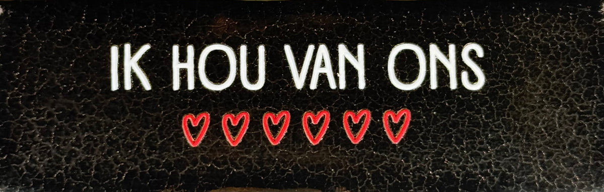 Quote tegeltje DO 'Ik hou van ons' goud/creme(rood)