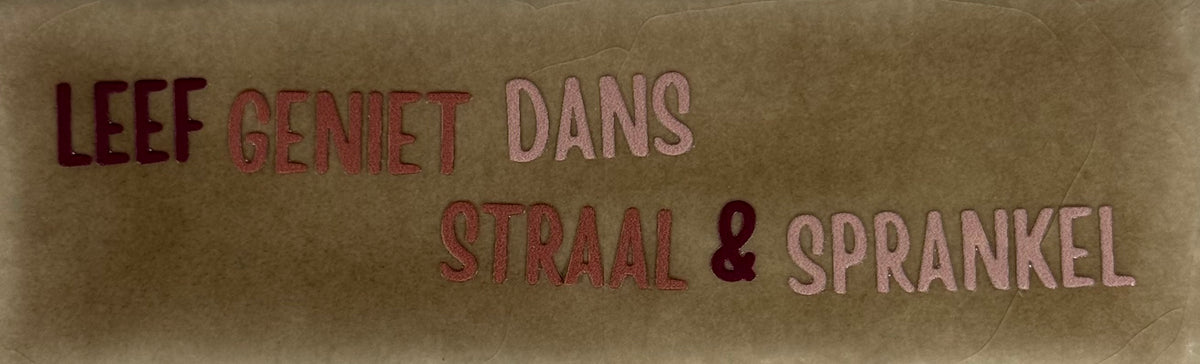 Quote tegeltje DO 'leef geniet dans straal & sprankel' taupe/combi 7