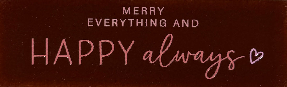 Quote tegeltje DO 'merry everything and happy always' kastanje/combi 6