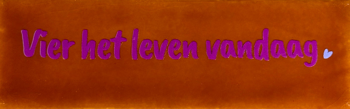 Quote tegeltje DO 'vier het leven vandaag' terra/paars(lila)