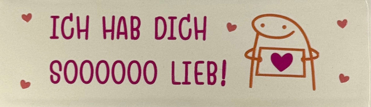 Quote tegeltje DO 'ich hab dich soooooo lieb' creme/knalroze(oranje-koraal)
