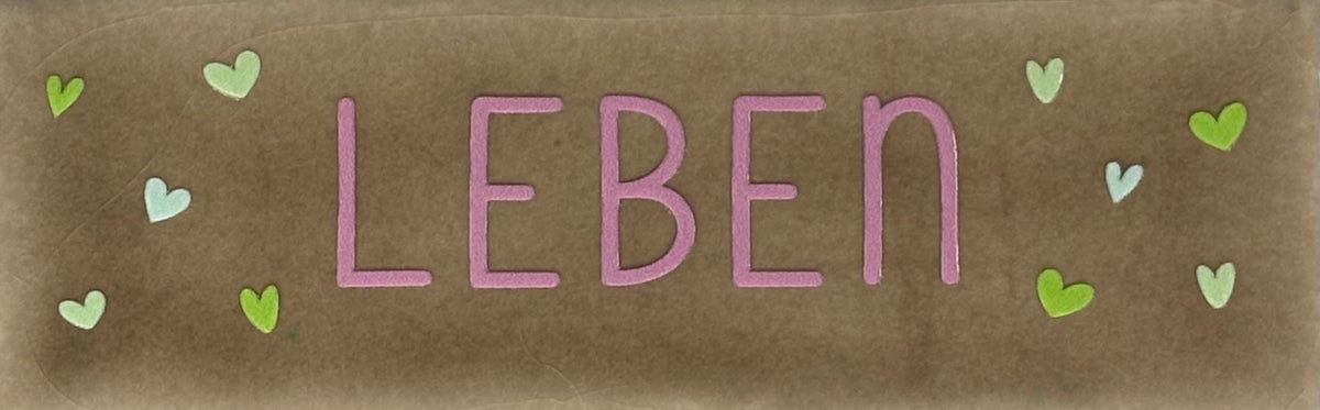 Quote tegeltje DO 'leben' taupe/warmroze(combi 5)