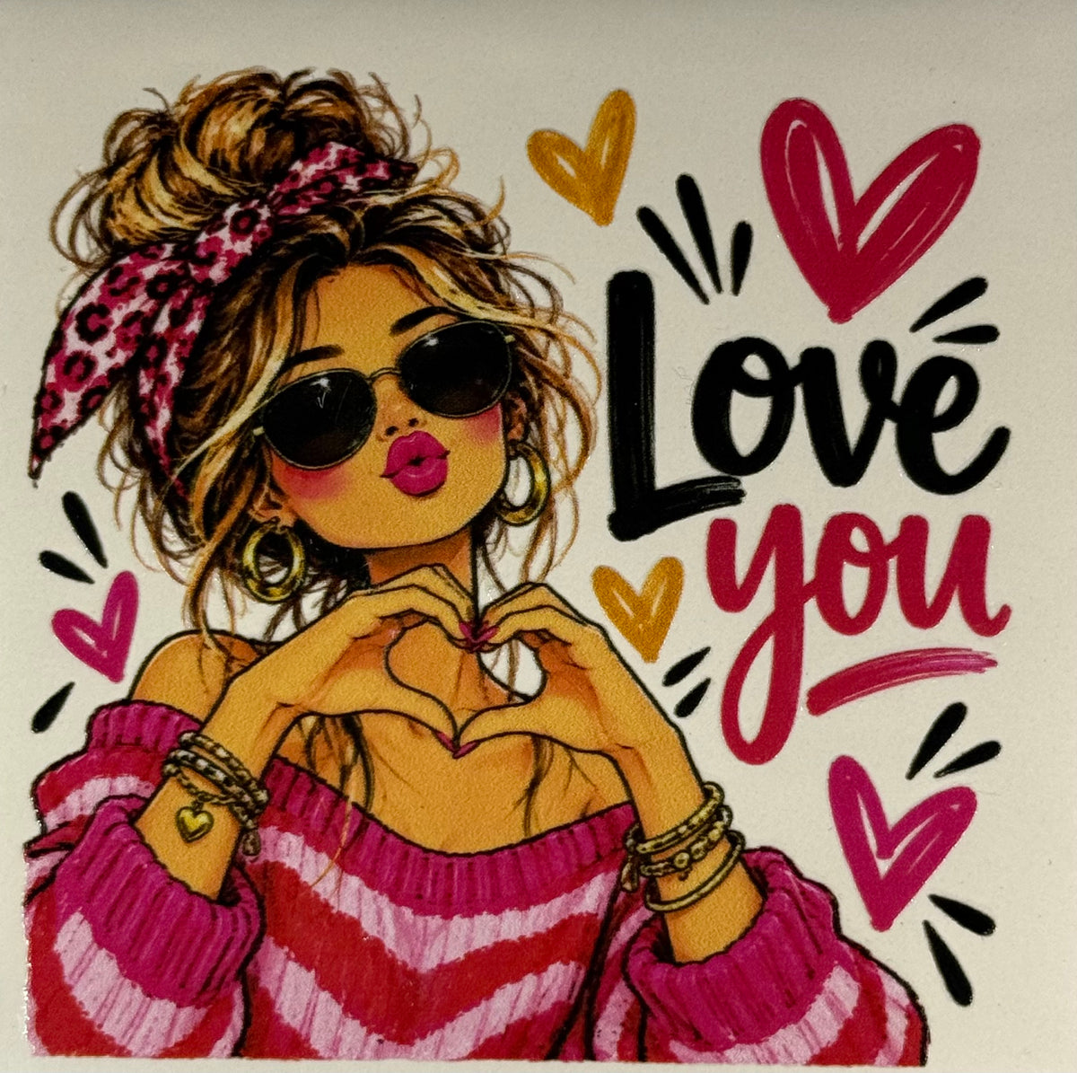 Quote tegeltje 'FUNNY love you (ingezoomd)' creme/multi