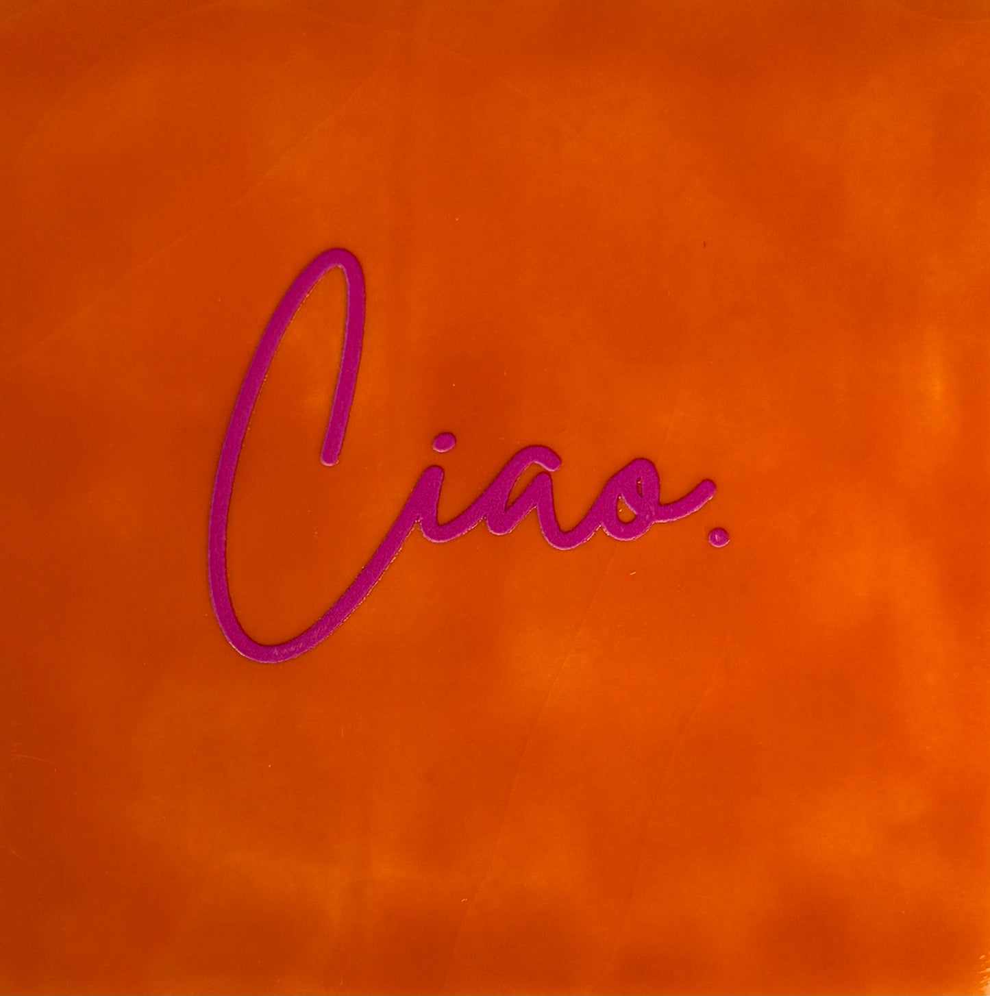 Quote tegeltje 'ciao' oranje/knalroze