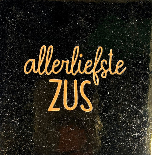 Quote tegeltje 'Allerliefste zus' goud/oranje