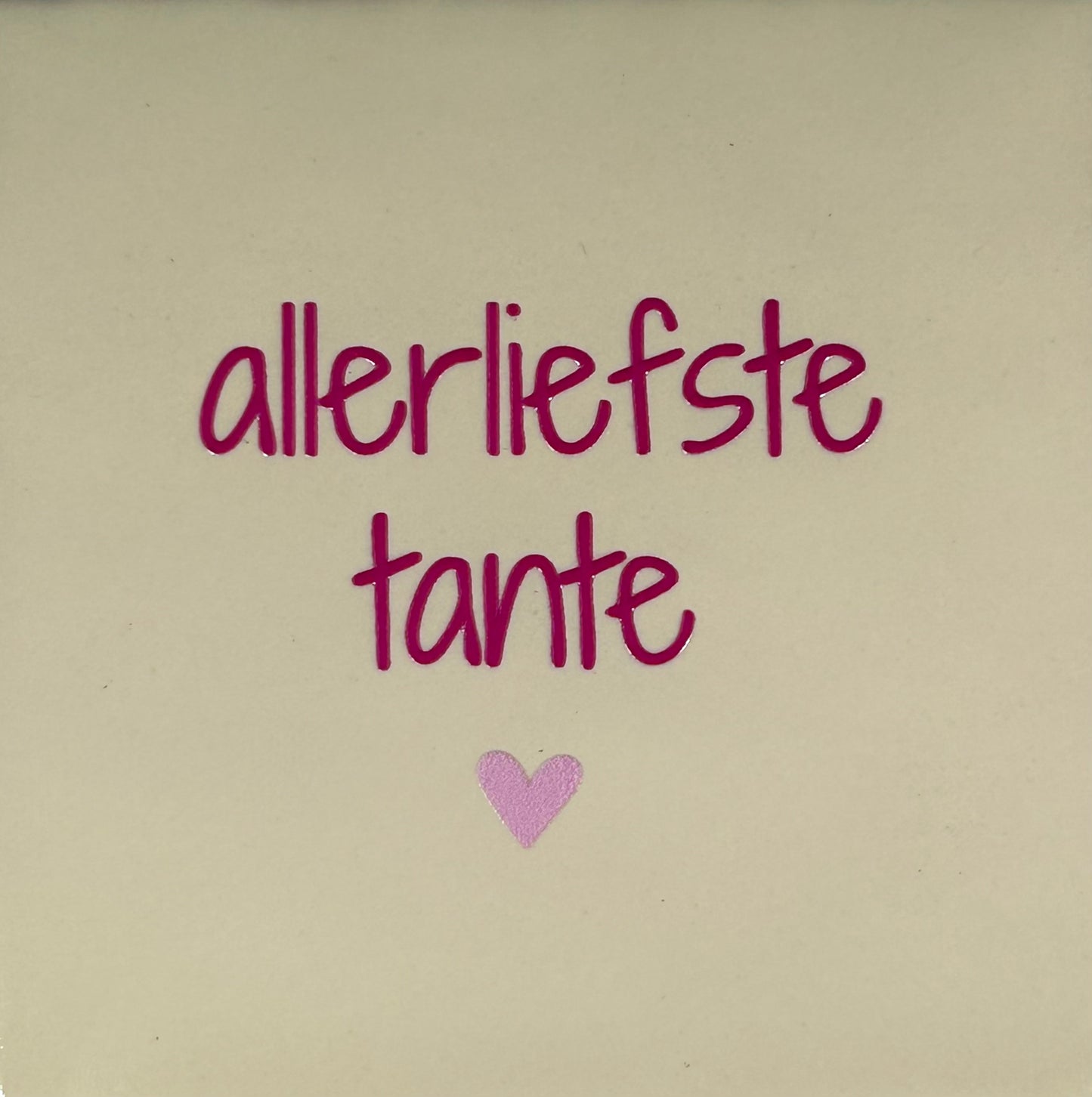 Quote tegeltje 'allerliefste tante' creme/roze