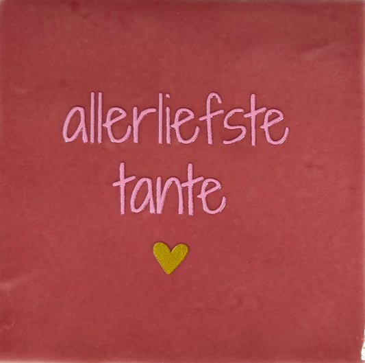 Quote tegeltje 'allerliefste tante' roze/warmroze