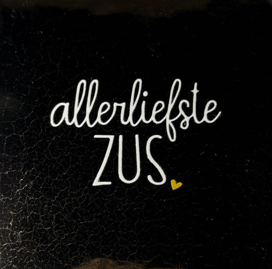 Quote tegeltje 'allerliefste zus' goud/creme (goud)