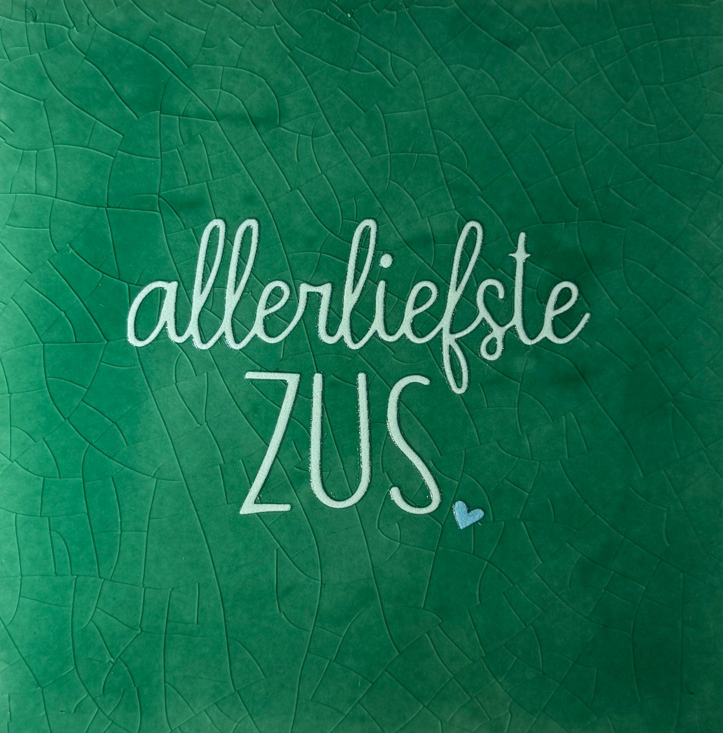 Quote tegeltje 'allerliefste zus' hardgroen/lichtgroen (warmblauw)