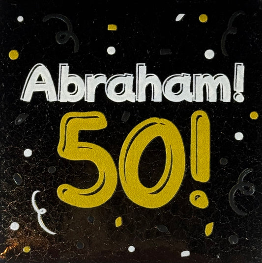 Quote tegeltje 'abraham 50' goud/creme(goud)