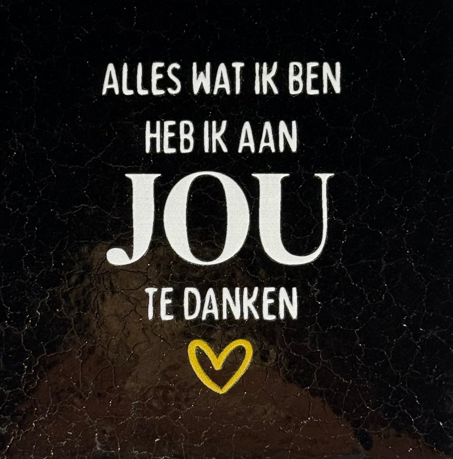 Quote tegeltje 'alles wat ik ben heb ik aan jou te danken' goud/creme(goud)