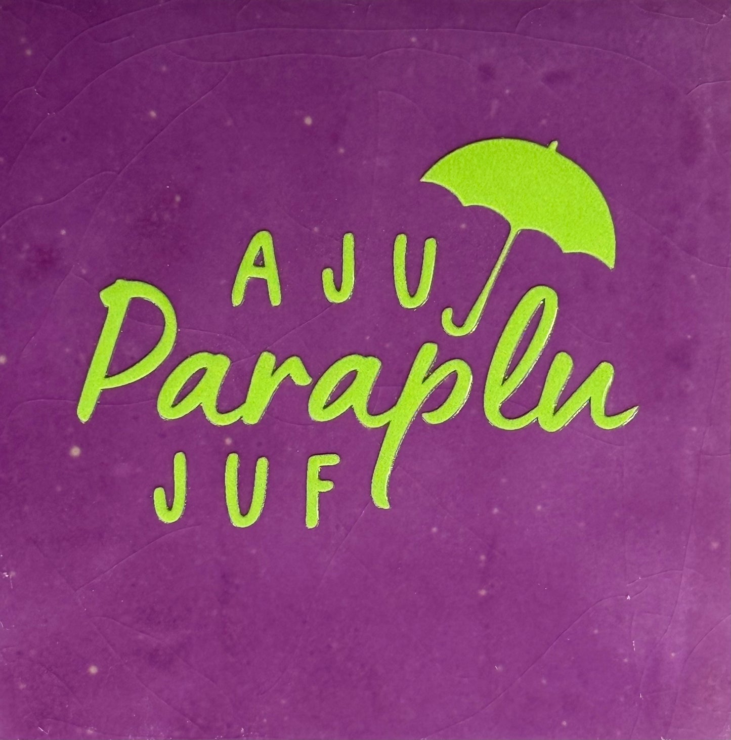 Quote tegeltje 'aju paraplu juf' lila/lime