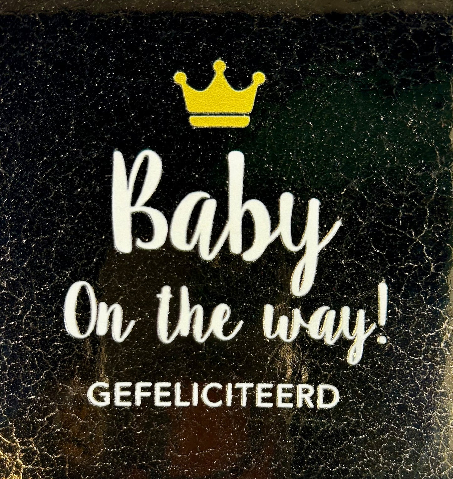 Quote tegeltje 'baby on the way' goud/creme