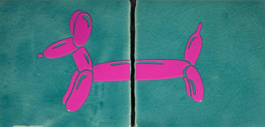 Quote tegeltje 'Ballonhondje' 2-luik groen/roze
