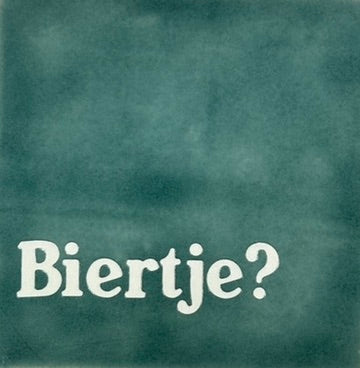 Quote tegeltje 'biertje' zeegroen/creme