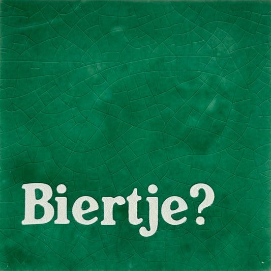 Quote tegeltje 'biertje' hardgroen/creme