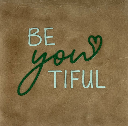 Quote tegeltje 'beYOUtiful' taupe/combi 11