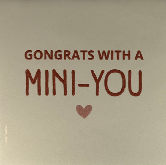 Quote tegeltje 'congrats with a mini you' creme/taupe(nude roze)