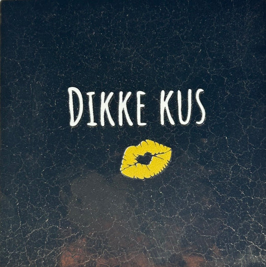 Quote tegeltje 'dikke kus' goud/creme