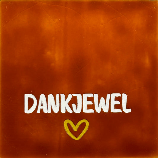 Quote tegeltje 'dankjewel' grof terra/creme