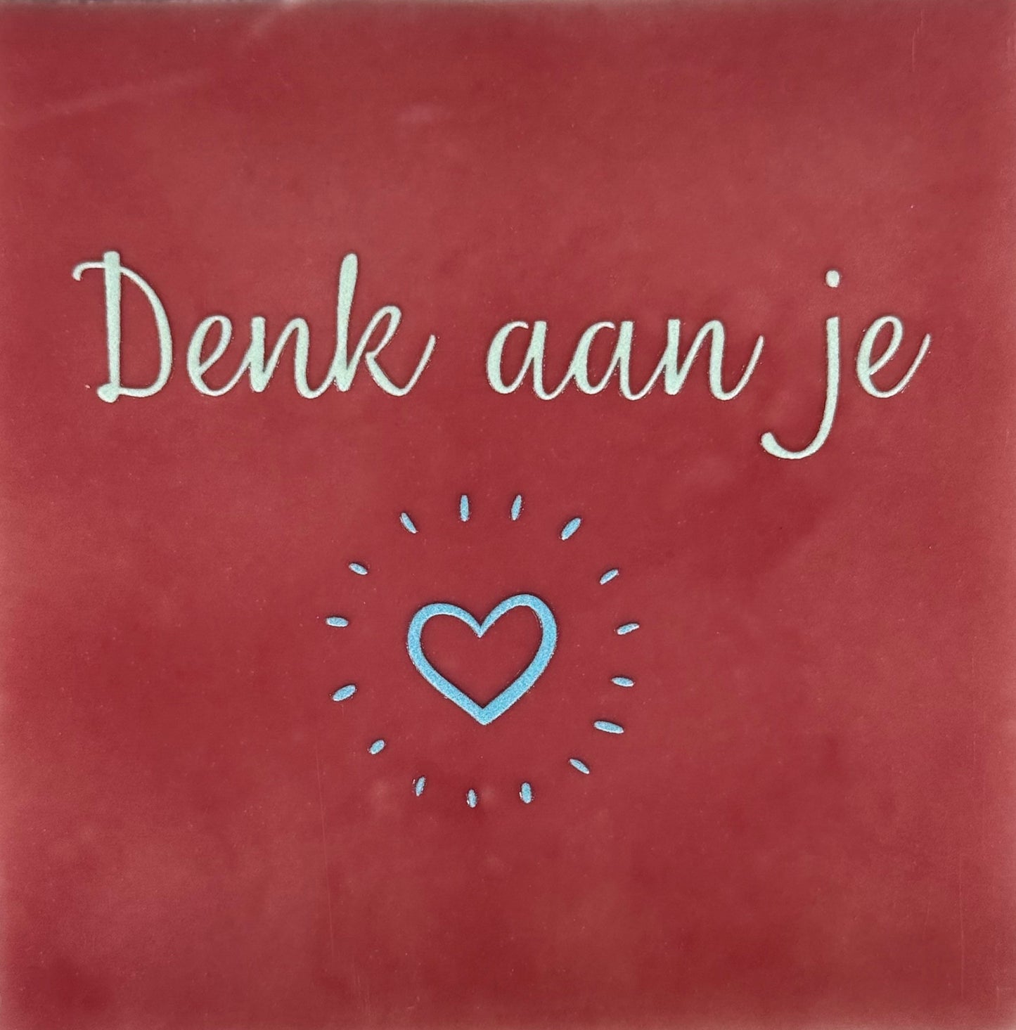 Quote tegeltje 'denk aan je' roze/lichtgroen (warmblauw)
