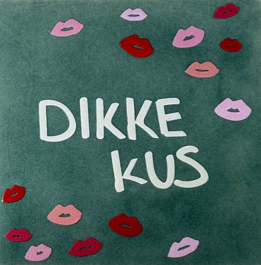 Quote tegeltje 'dikke kus' nieuw zeegroen/creme(kusjes)