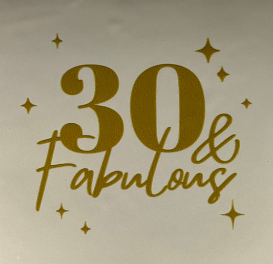 Quote tegeltje '30 & fabulous' creme/goud
