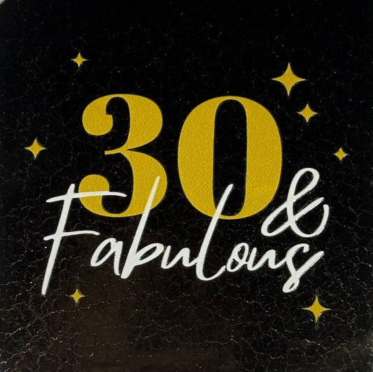 Quote tegeltje '30 & fabulous' goud/creme(goud)