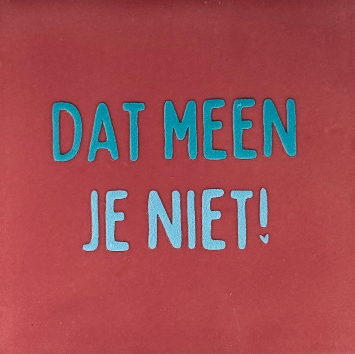 Quote tegeltje 'dat meen je niet' roze/turqouise(warmblauw)