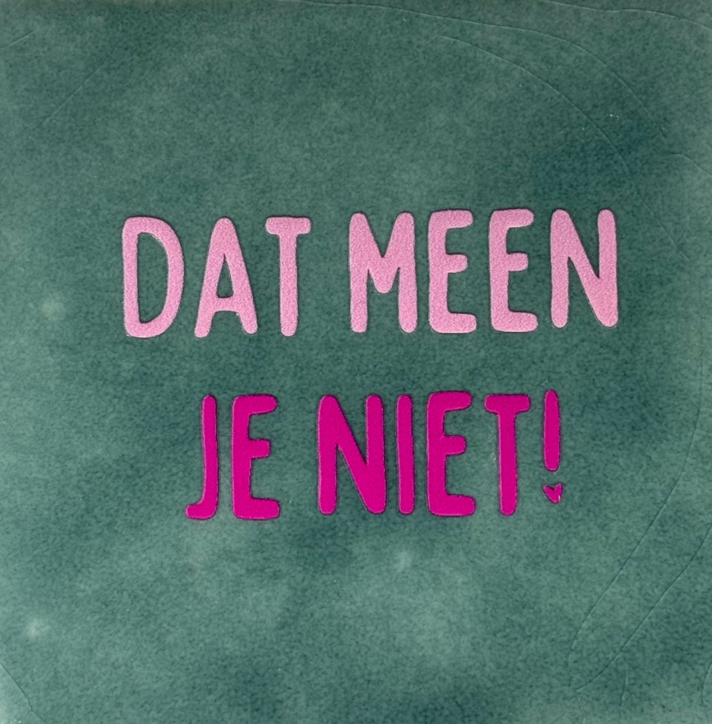 Quote tegeltje 'dat meen je niet' zeegroen/warmroze(knalroze)