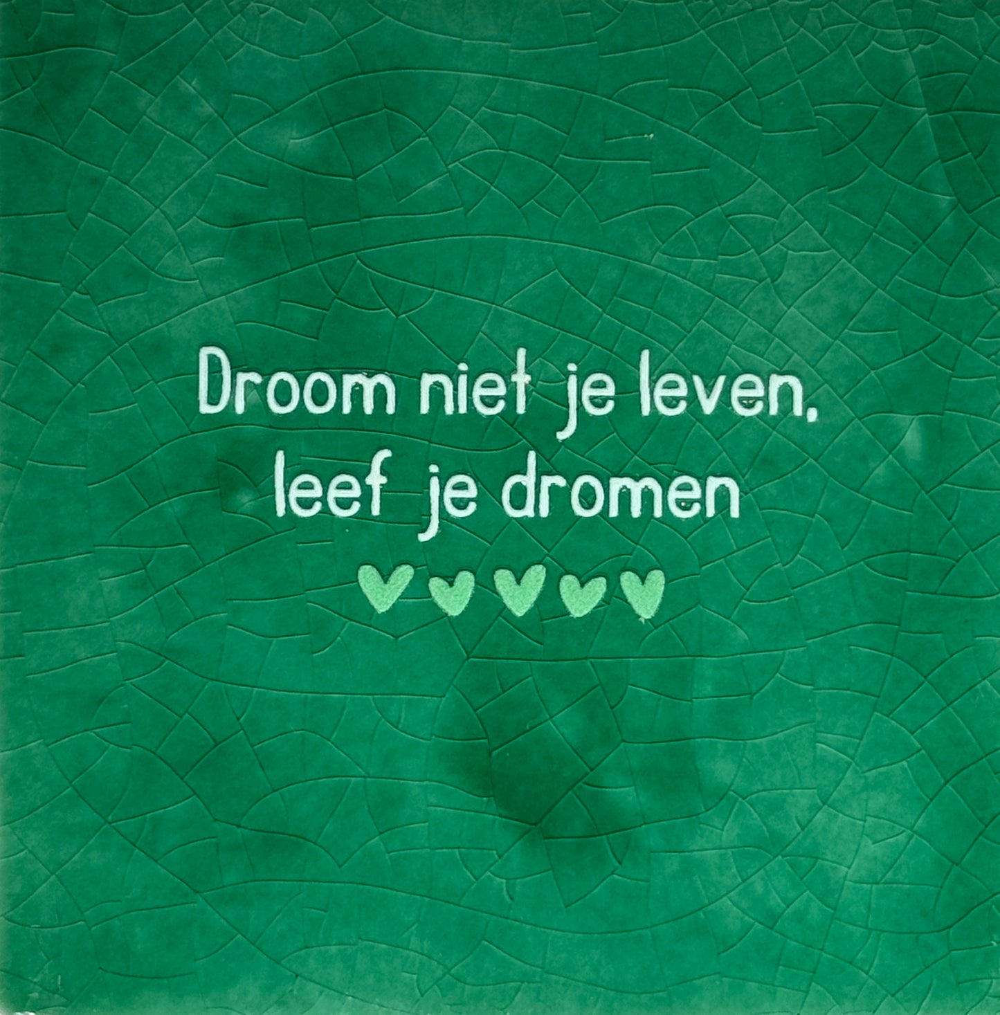 Quote tegeltje 'droom niet je leven, leef je dromen' hardgroen/lichtgroen(mint)