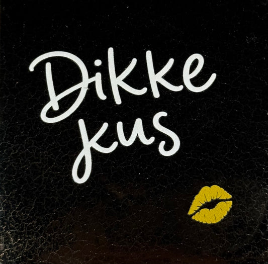 Quote tegeltje 'dikke kus' klein nieuw goud/creme(goud)