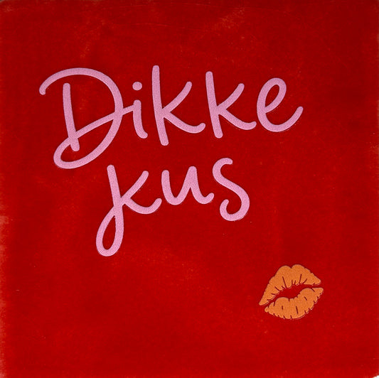 Quote tegeltje 'dikke kus' klein nieuw rood/warmroze(oranje)