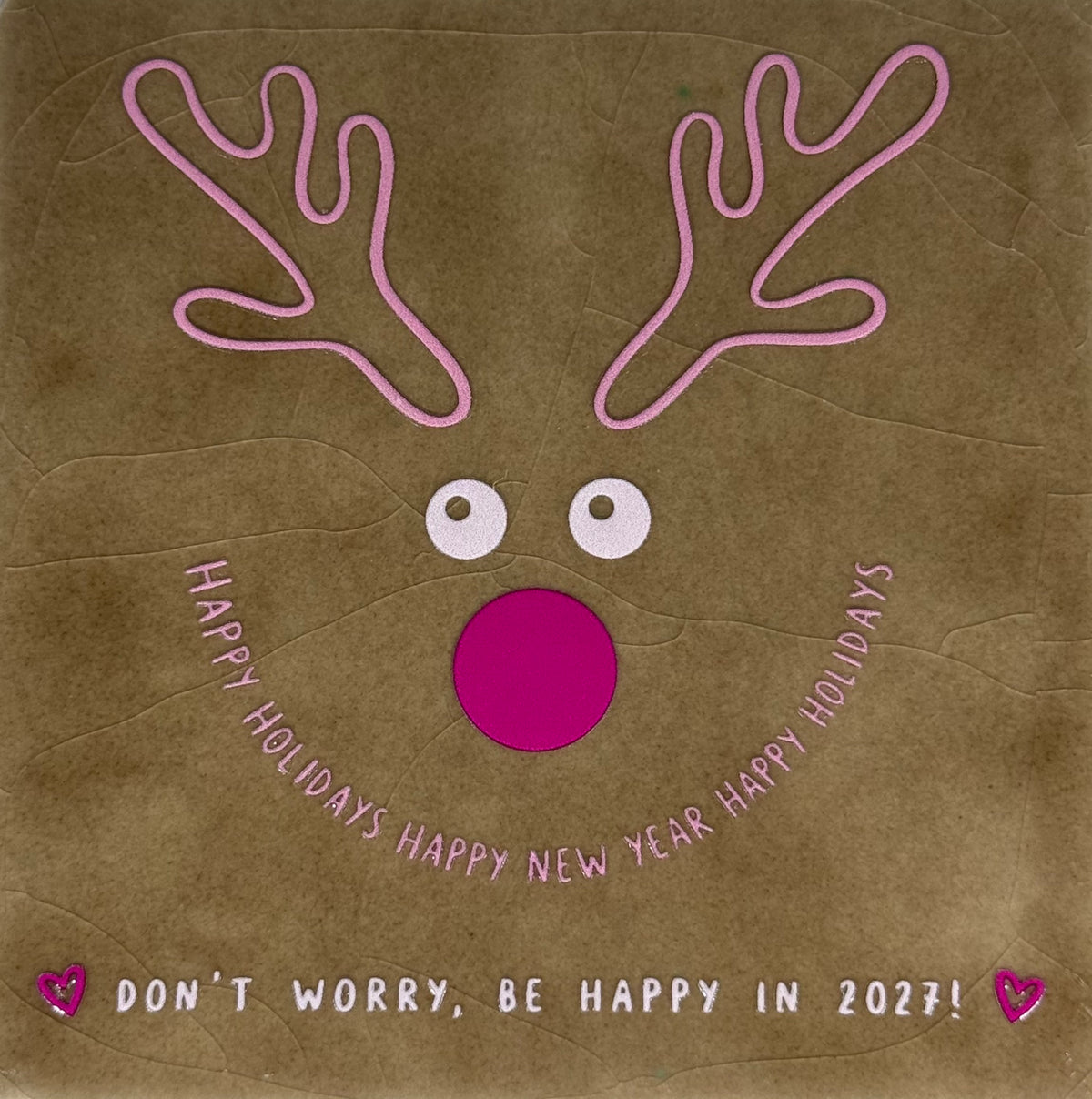 Quote tegeltje 'don't worry, be happy in 2027..' taupe/combi 4