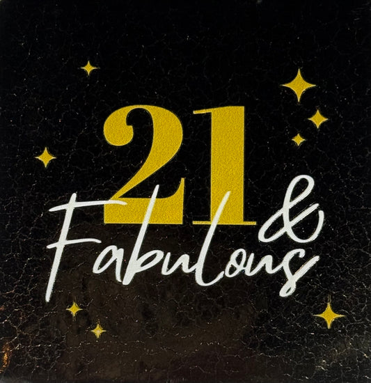 Quote tegeltje '21 & fabulous' goud/creme(goud)