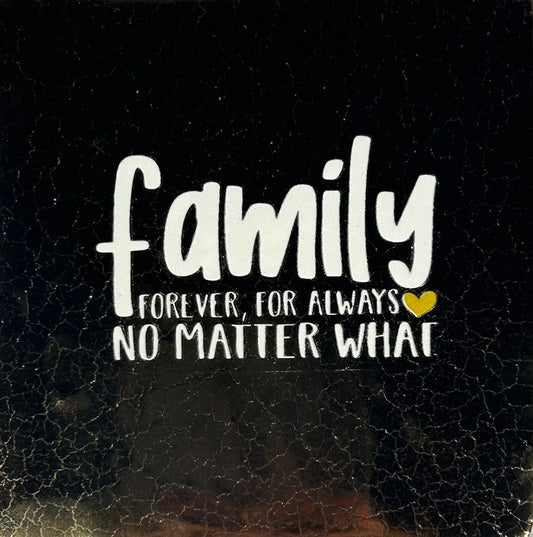 Quote tegeltje 'Family forever' (grof) goud/creme